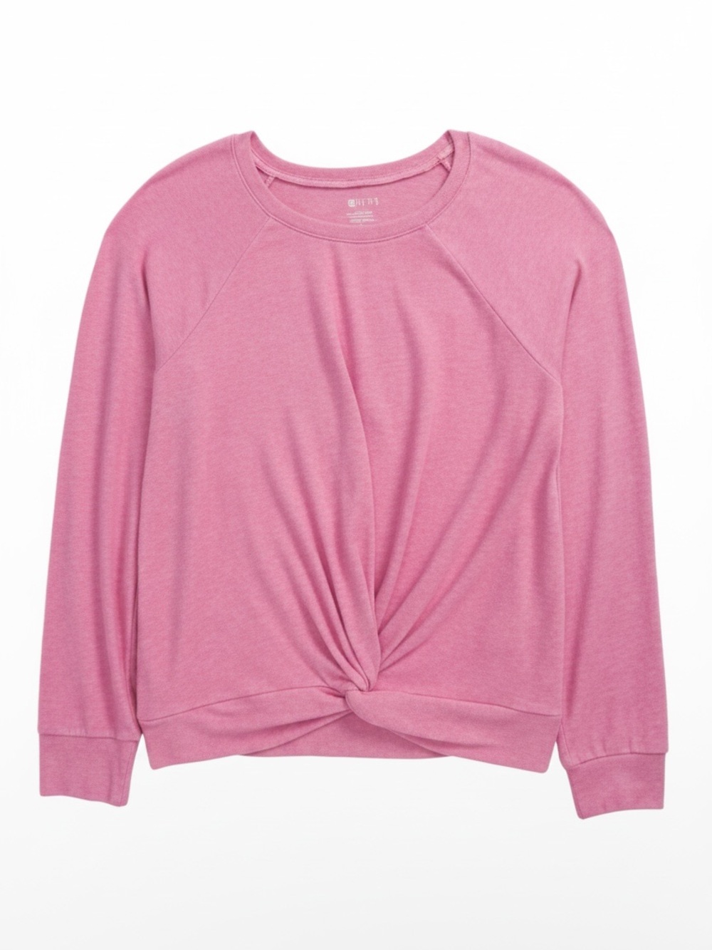 Zella Girl Supersoft Twist Front Long Sleeve Top Pink Heather Size S 7/8